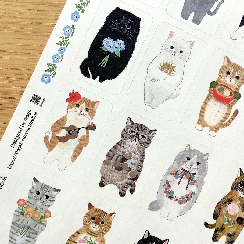 シール　絵本の中の猫 - 貼紙 - 紙 