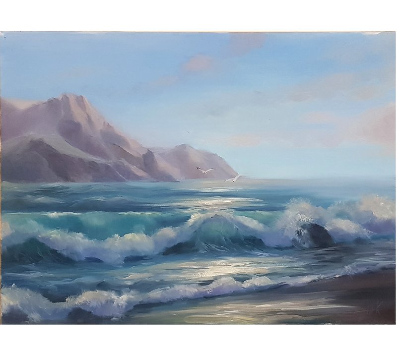 Seascape Oil painting Original  canvas  art sea landscape artwork wave 油画 - 海報/掛畫/掛布 - 其他材質 多色