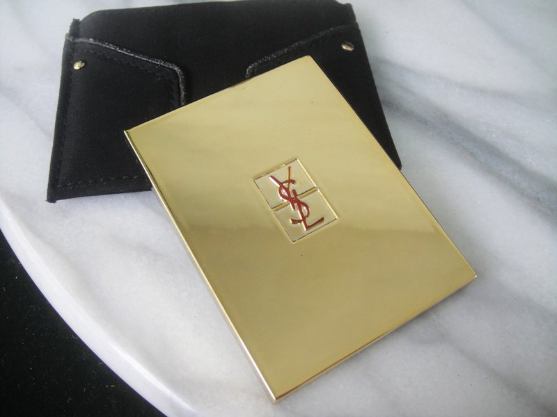 【OLD-TIME】Pre-owned Vintage YSL Metal Compact Mirror (with Pouch) - ของวางตกแต่ง - วัสดุอื่นๆ 