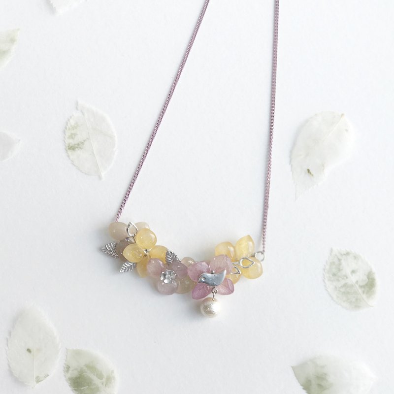 Flower jewellery Real flower Necklace Purple and Orange - สร้อยคอ - พืช/ดอกไม้ สีม่วง