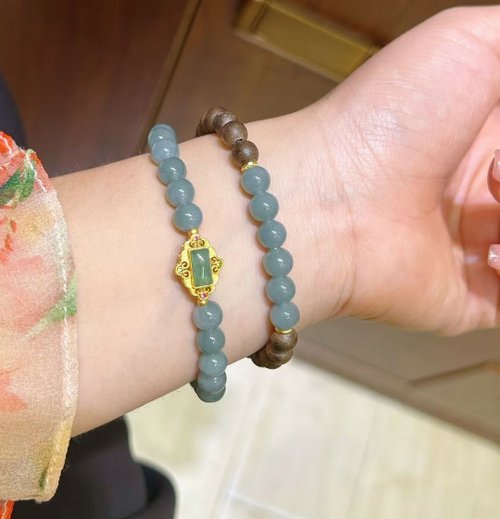 Angel's tears 天使之淚 Jewelry Design 天然沈香珠/沉香珠 藍水翡翠純銀配件 設計多圈手串手持fs