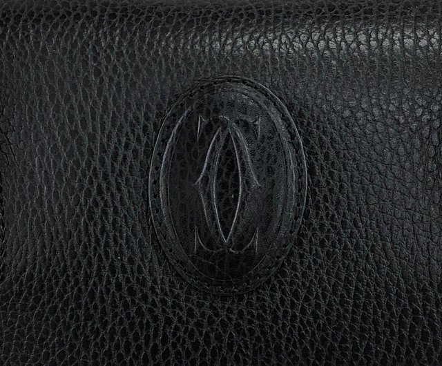 Cartier カルティエ　バック ゴールド 革ブラック 日本直送 名牌中古包 】Cartier カルティエ マストライン