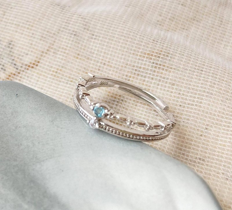磷灰石戒指925純銀裸石寶石輕珠寶半寶石 - 戒指 - 寶石 藍色