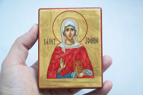 Orthodox small icons hand painted orthodox wood icon Saint Joanna the Myrrhbearer religious art