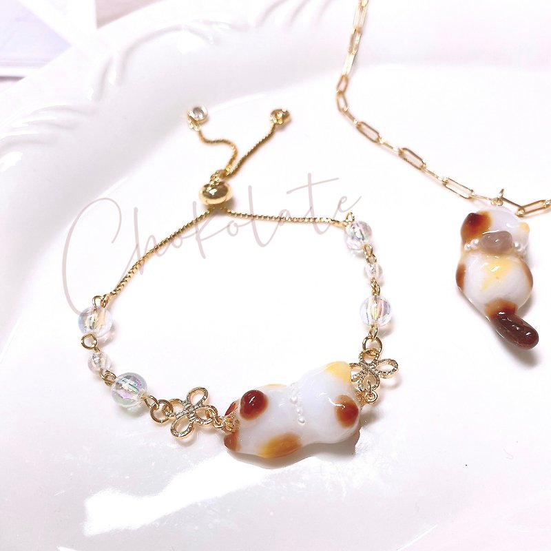 (Customized) Sanhua cat bracelet - Bracelets - Resin Orange