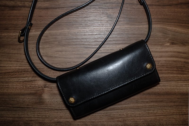[Old School Dating] Organ Style Shoulder Clip - Messenger Bags & Sling Bags - Genuine Leather Black