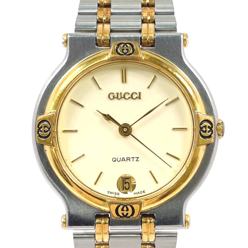 【日本直送 中古美品】グッチ GUCCI 腕時計 9000M ステンレススチール コンビ GP シルバー ゴールド クオーツ - 女錶 - 不鏽鋼 銀色