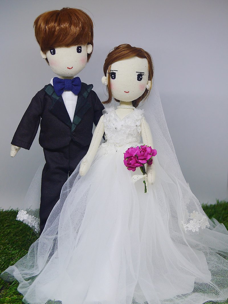 Customized Wedding Couple - Stuffed Dolls & Figurines - Cotton & Hemp 
