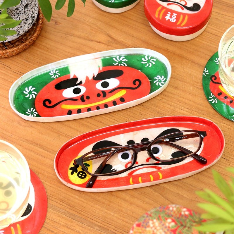 [Pre-order] Cute Dharma glasses plate made of shells - กล่องแว่น - เปลือกหอย สีแดง