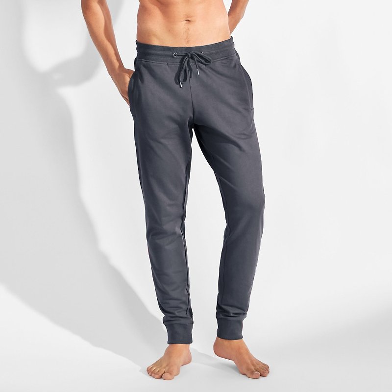 Bread & Boxers Lounge Pant Men's Pure Organic Cotton Trousers - Steel Gray - กางเกงขายาว - ผ้าฝ้าย/ผ้าลินิน สีเทา