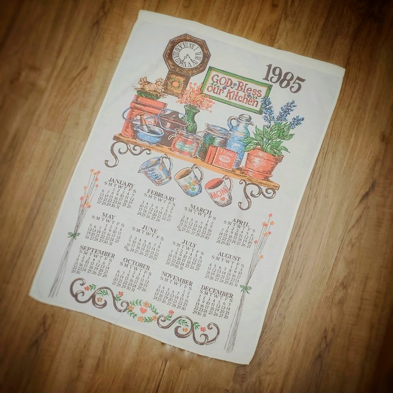 1985 美國早期布面月曆 lovely kitchen - 壁貼/牆壁裝飾 - 棉．麻 多色