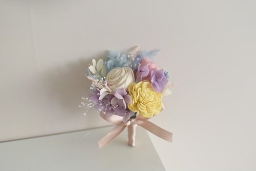 花，說 Flowers Story 乾燥花 /紫色系胸花/捧花 新娘 婚禮佈置 客製化 胸花 婚禮 婚攝 永生花
