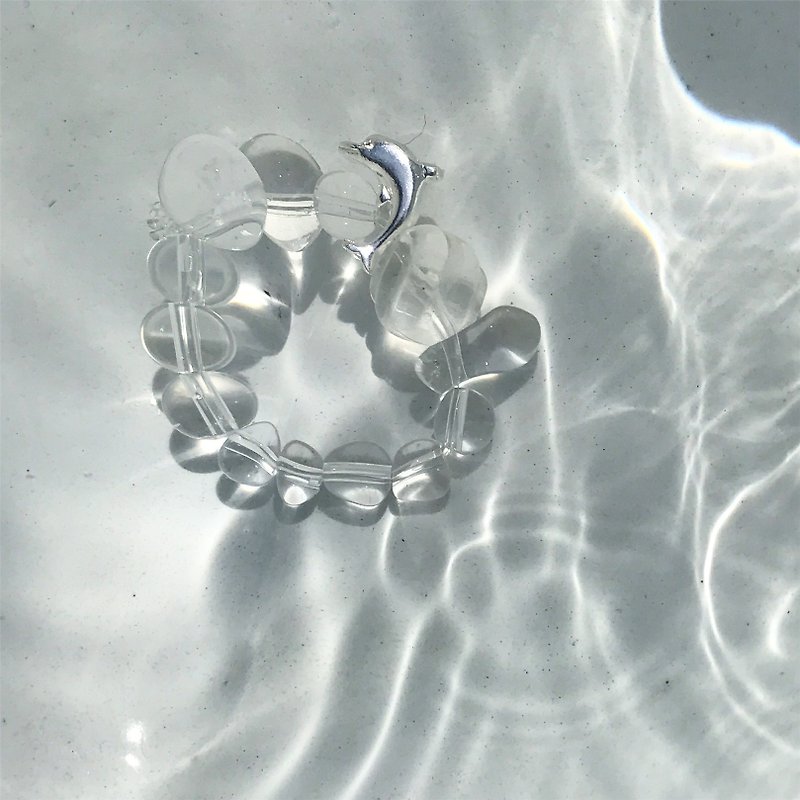 [Lost and find] Natural White Crystal 925 Dolphin Ring - Free - General Rings - Gemstone Transparent