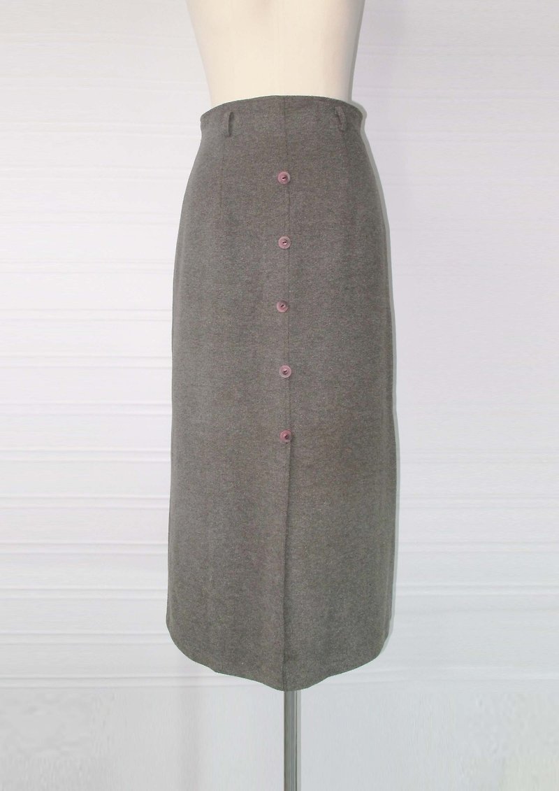 Wahr_ green-gray wool dress - Skirts - Other Materials 