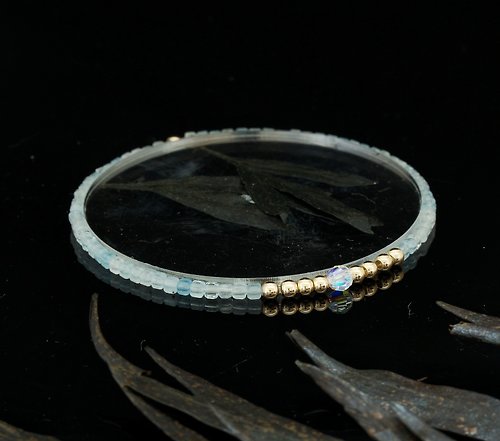 BNA Jewelry 輕奢風 2.5mm 小魔方水晶 海藍寶 14KGF Swarovski 配珠手鍊
