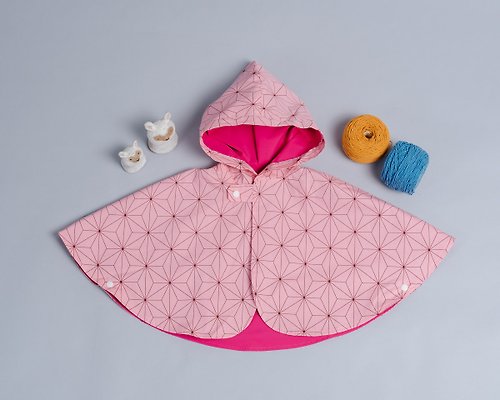 MarMarBarBar手作童衣 抗風防雨雙面斗篷-訂製 繡球 和服 櫻花 雨衣 風衣 雙面 揹巾 嬰