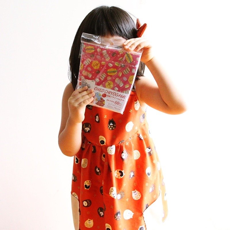 Dress baby skirt princess skirt baby girl clothing [cute Lucky cat side collar small dress orange material package] for 2 years old -8 years old - One Piece Dresses - Cotton & Hemp Orange