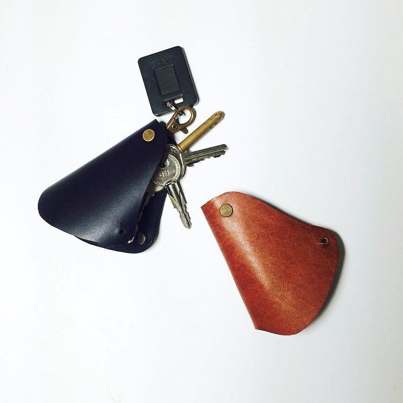 Mr. Hulu* Leather Shape Key Ring - Keychains - Genuine Leather Brown