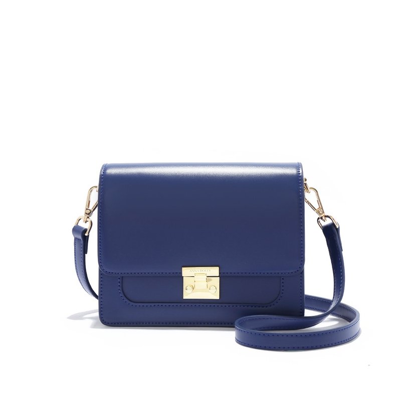 Delicate small square bag sapphire blue - กระเป๋าแมสเซนเจอร์ - หนังเทียม สีน้ำเงิน