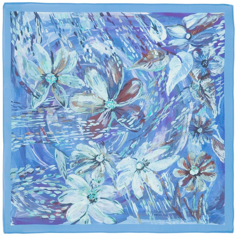 Pavlovo Posad Shawl, Russian Neck Scarf Natural 100% Silk Summer Wrap 10006-13 - 絲巾 - 絲．絹 多色