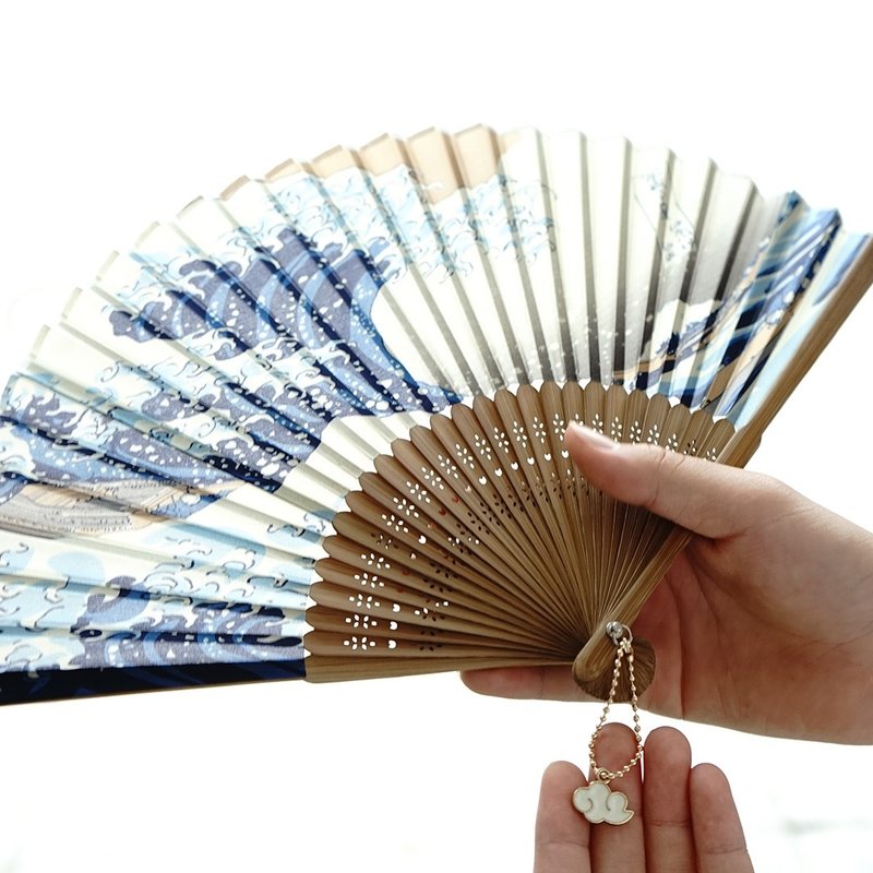 Creative kiss lock bag-Mt. Fuji/Fuji Namiuchi Ukiyoe cloth hand fan - Other - Cotton & Hemp 