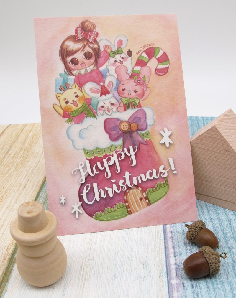 Christmas • Sock Postcards - การ์ด/โปสการ์ด - กระดาษ สึชมพู