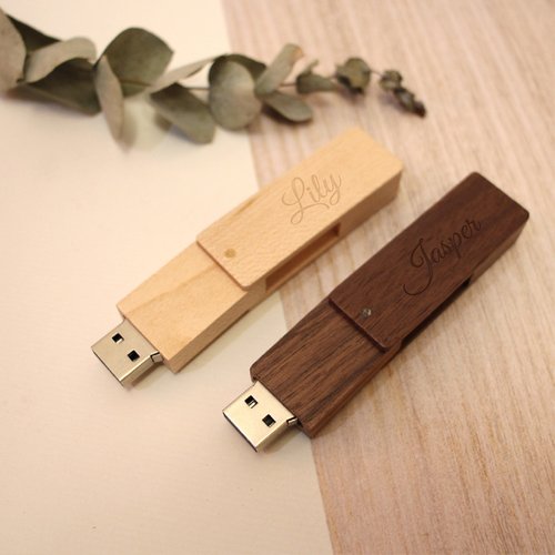 蒔設計 【蒔設計-客製化】進口原木長形旋轉隨身碟 USB