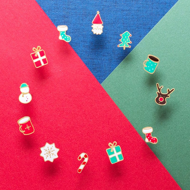 Taiwan Design Christmas handmade earrings (Christmas / Christmas tree / stick / snowman / cocoa / Snow / Santa Claus / Christmas Wish socks / elk) exchange gifts - Earrings & Clip-ons - Other Metals Multicolor