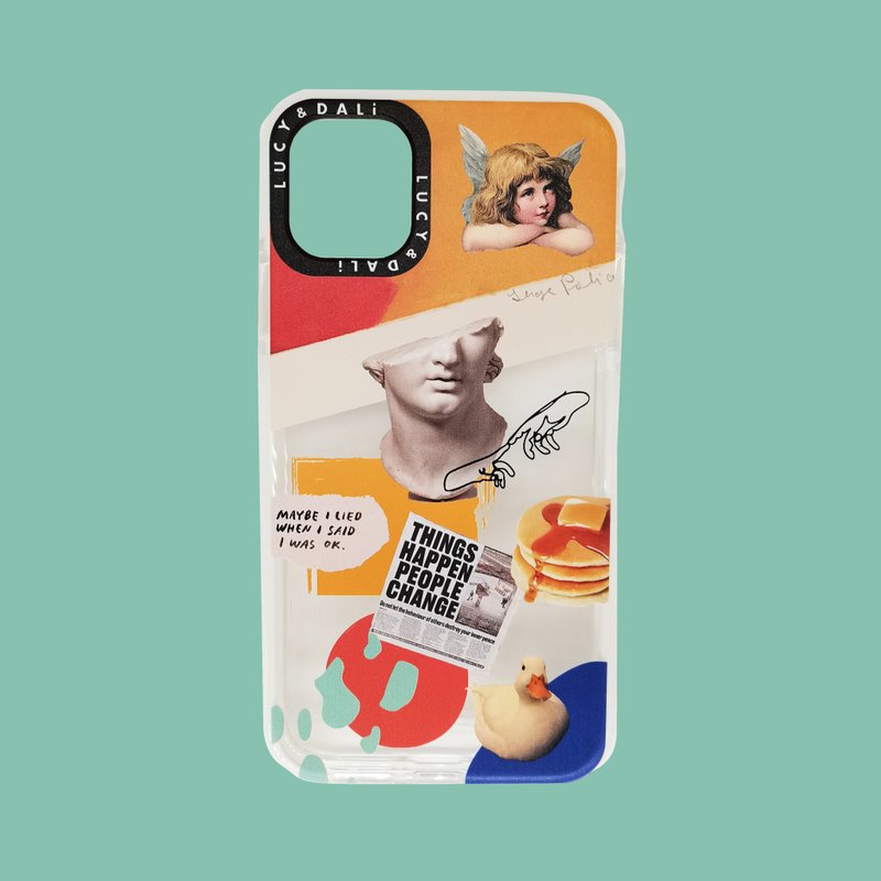 iphone Apple anti-drop mobile phone shell oil painting sculpture angel retro collage iPhone 13 11 12 pro - เคส/ซองมือถือ - วัสดุอื่นๆ หลากหลายสี