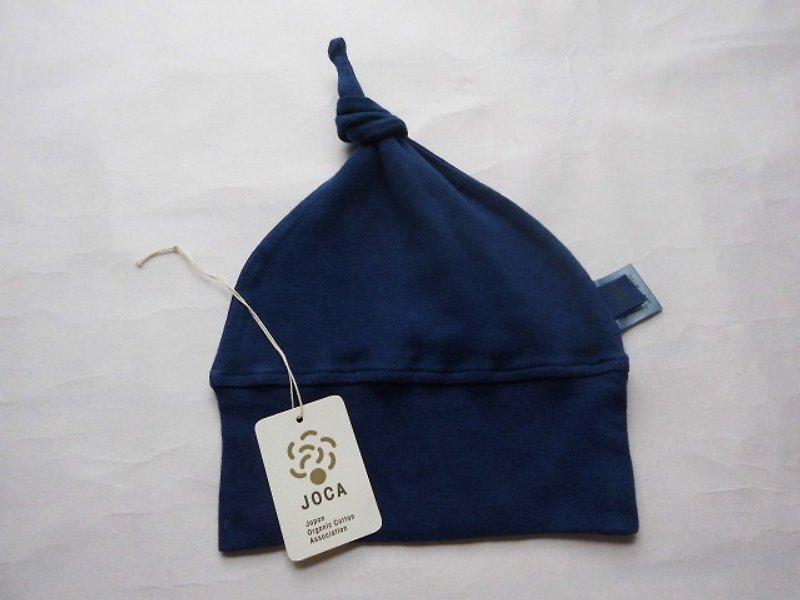 藍染め・ベビー帽子・オーガニックコットン・新生児用50サイズ - 滿月禮物 - 棉．麻 藍色
