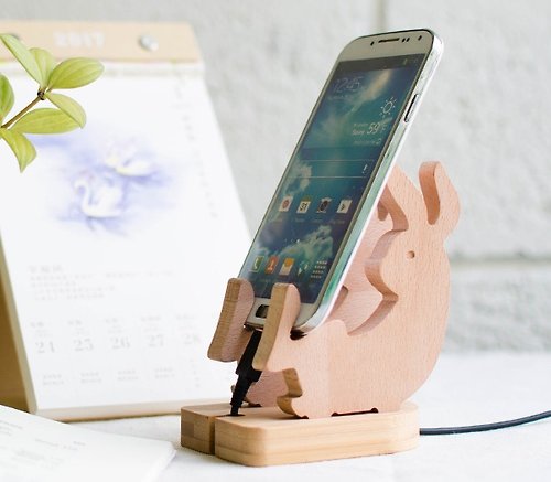 IMCNC-Sylvia 月兔-客製化原木手機座 iPhone Android /名片架【生日禮物】