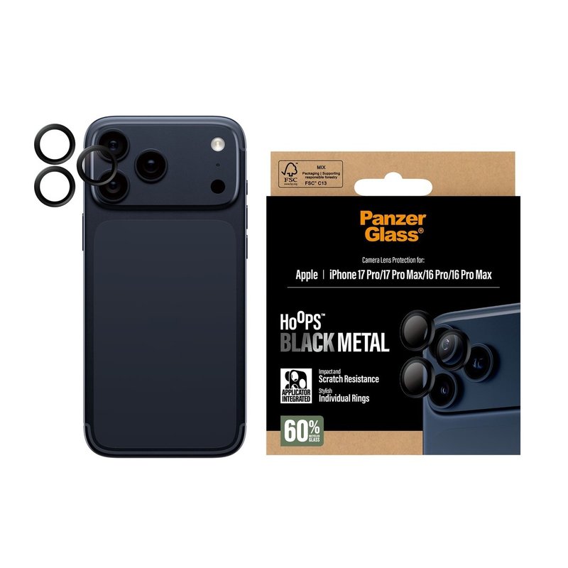 Panzerglass iPhone 17 Pro系列黑色&分體式防括鏡頭貼 - 手機配件 - 玻璃 白色