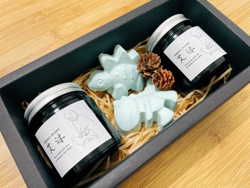 艾沐香氛 Abbie's Aroma 【艾沐 Abbie's Aroma】天然精油香氛大豆蠟燭2入禮盒-恐龍擴香石