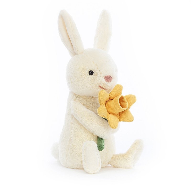 Bobbi Bunny with Daffodil 波比兔兔(水仙花) 18cm - 公仔/玩偶 - 聚酯纖維 白色