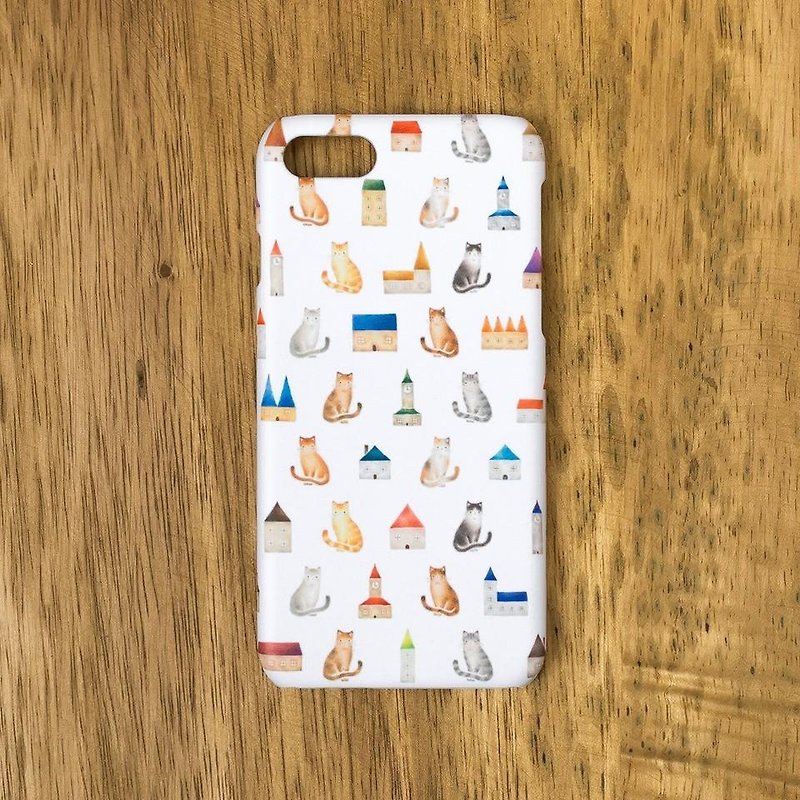 Fragments of a picture book. Smartphone case "Various cats and small house" SC-94 - Other - Plastic Multicolor