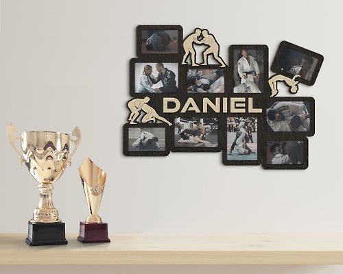 Mr.Carpenter Store Personalized sports-inspired photo frame collage Grappling wall decor Kids room