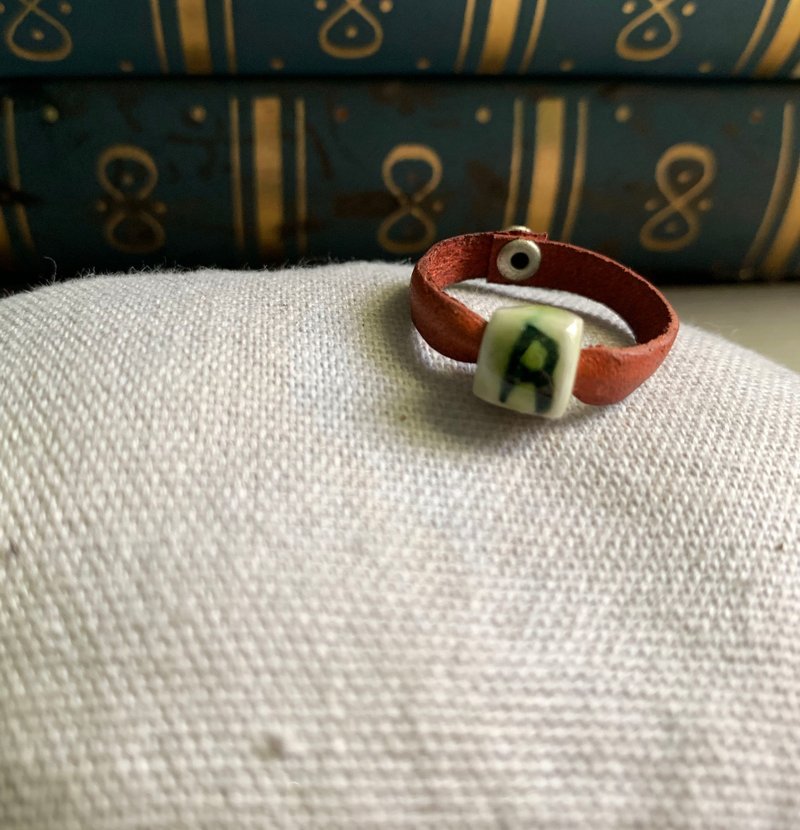 Ring Japanese white porcelain, natural glaze color, infinite, not greasy tones, real leather letter series - General Rings - Porcelain 