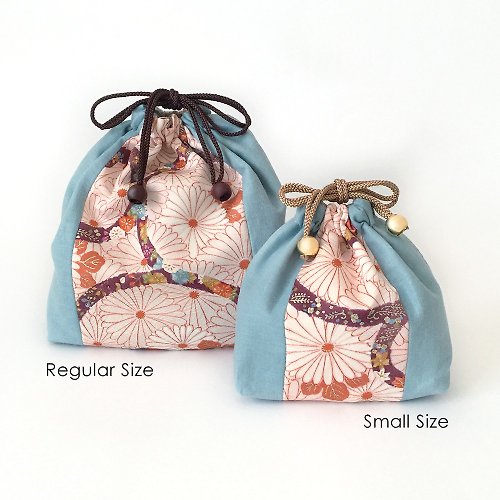 Drawstring Bag, Kimono and linen - Silk - for Clear Tote Bag
