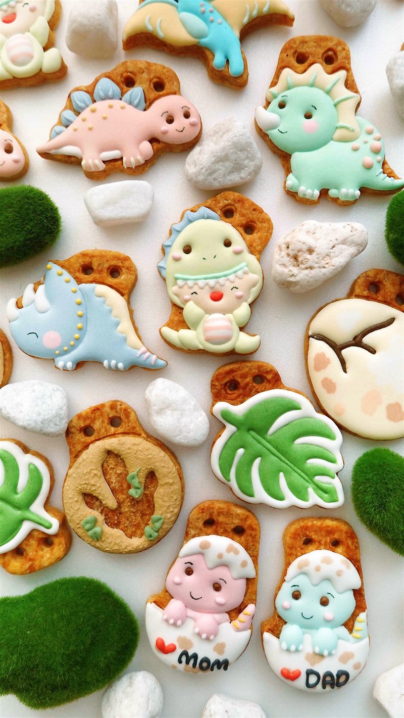 [Customized] Dinosaur kindergarten/saliva collecting biscuits/baby/4 months saliva collecting/must have a good life/birthday celebration - Handmade Cookies - Other Materials 