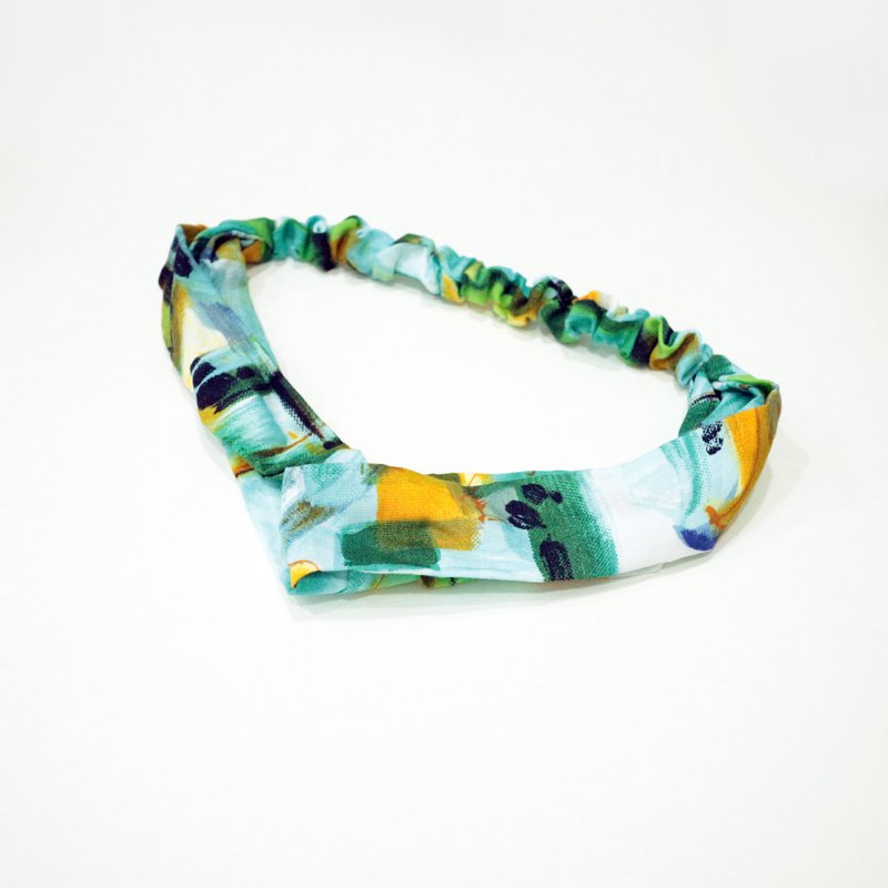 JOJA│ no time to play Wen Qing take the name: the old cloth handmade hair band Japan - Hair Accessories - Cotton & Hemp Green