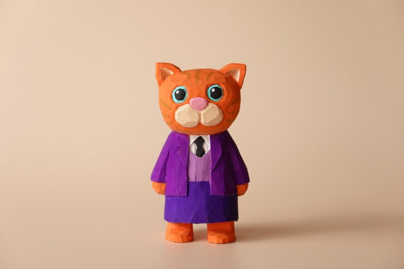 Enid the Orange Cat - Stuffed Dolls & Figurines - Wood Orange