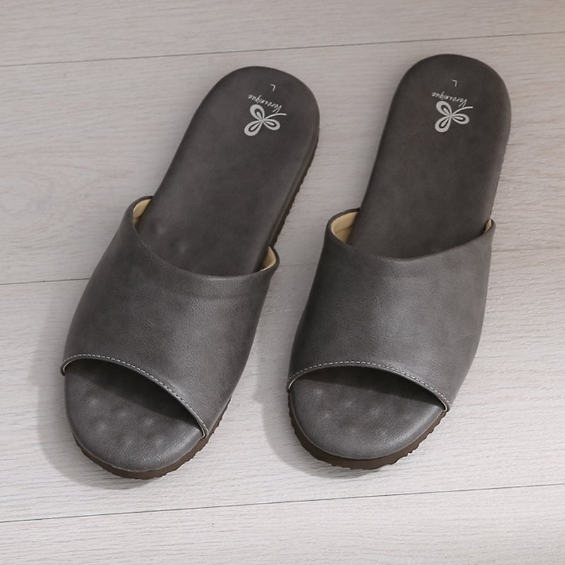 【Veronica】Comfortable Decompression High Quality Latex Indoor Leather Slippers-Gray - Indoor Slippers - Plastic 