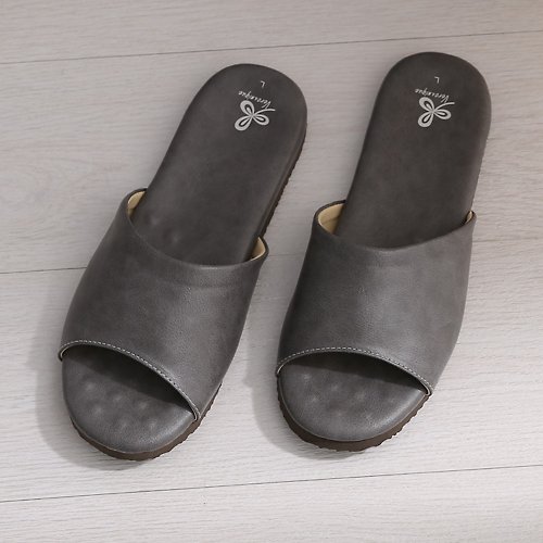 維諾妮卡 【維諾妮卡】舒適減壓 優質乳膠室內皮拖鞋-灰色