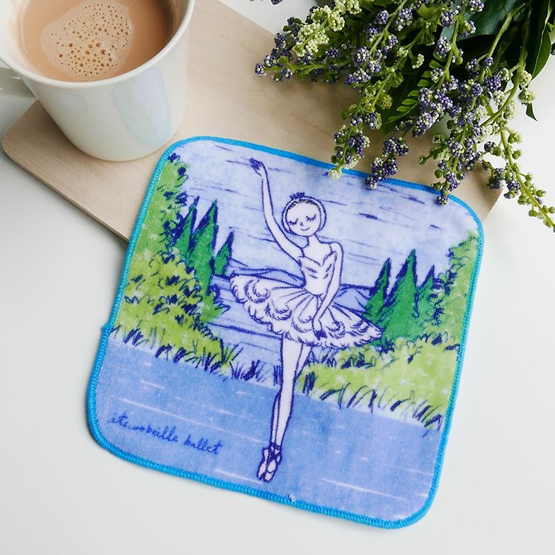 Yizhi Ballet | Swan Lake White Swan Mini Towel - ผ้าขนหนู - ผ้าฝ้าย/ผ้าลินิน สีน้ำเงิน