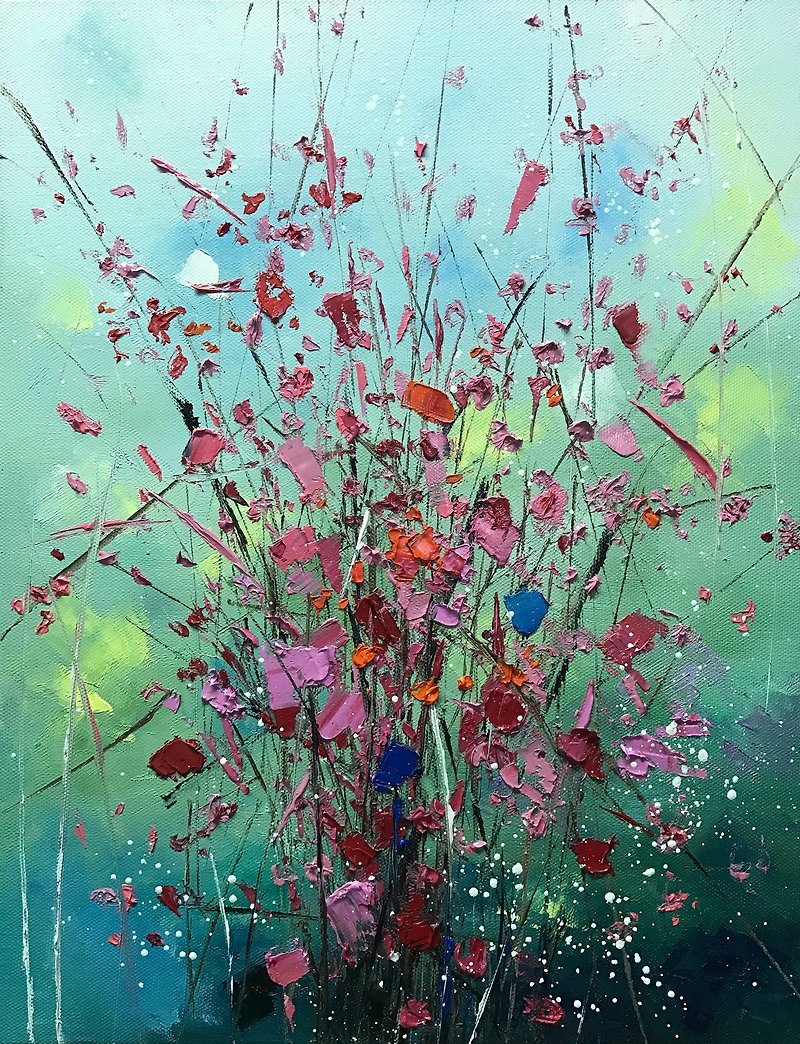 Chen Huanwen painting creation flowers - โปสเตอร์ - สี สีแดง