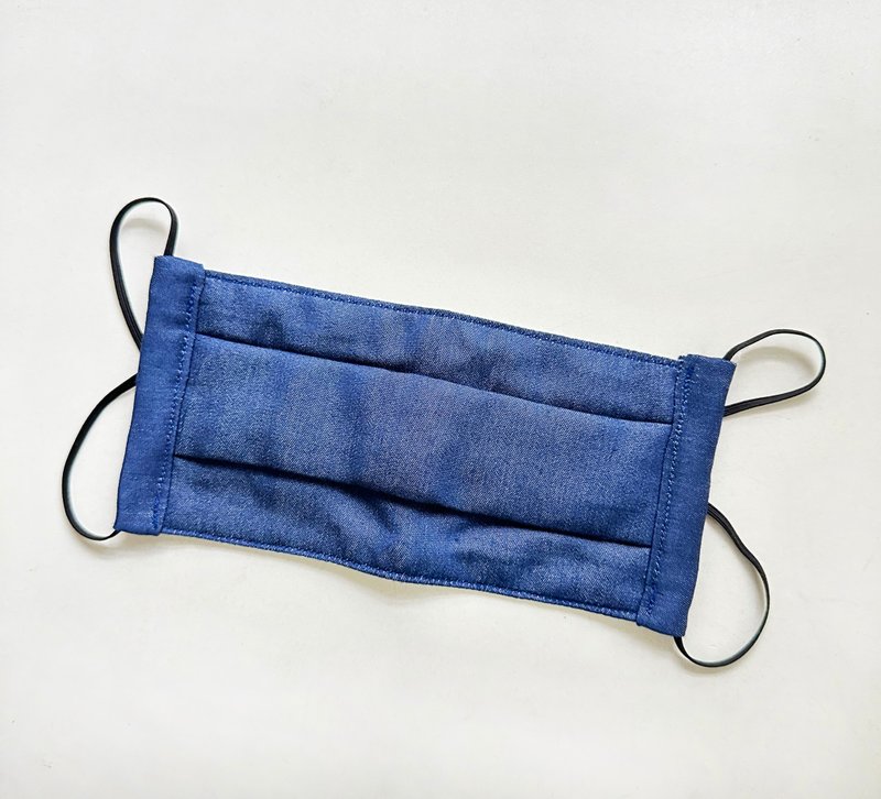 專屬訂單-小尺寸褶疊立體口罩 - 淺蒼藍【限量手工製作】 - 口罩/口罩收納套 - 棉．麻 藍色