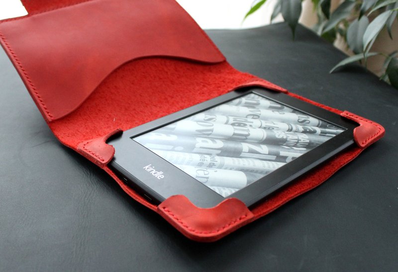 Kindle Paperwhite 11 2021 leather case Scarlet Red Kindle cover Ereader case - 平板/電腦保護殼/保護貼 - 真皮 紅色