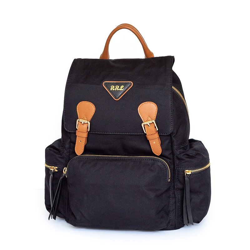 Patina Leather Handmade Trench Tarpaulin Backpack - Backpacks - Cotton & Hemp Multicolor