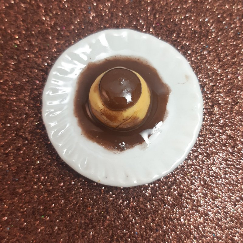 Chocolate pudding Food Miniature Dollhouse collectible decorate - 擺飾/家飾品 - 黏土 咖啡色