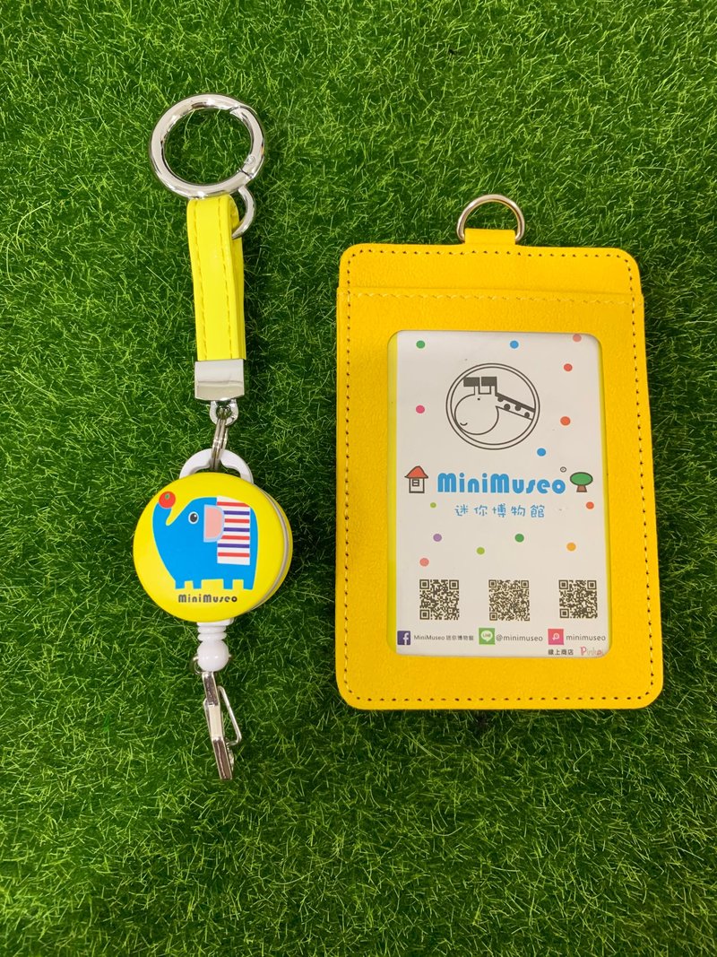 MiniMuseo Mini Museum Round Elephant Telescopic ID Card Set Ticket Card Holder Identification Card Holder - ID & Badge Holders - Other Materials Gray